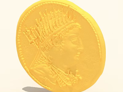 Detailed Gold Coin Featuring Crown Portrait And Decorative Edge Design 3d model