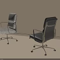 Modern White And Black Office Chairs With Metal Frames And Wheels 3d model