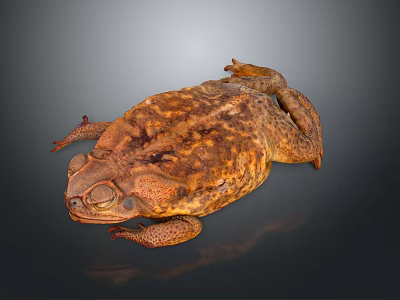 Realistic Close Up View Of Brown Spotted Toad With Rough Skin On Dark Background 3d model