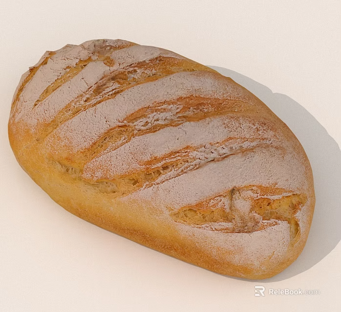 Fresh Golden Crust Bread With Flour Dusting And Scored Top Design 3d model 