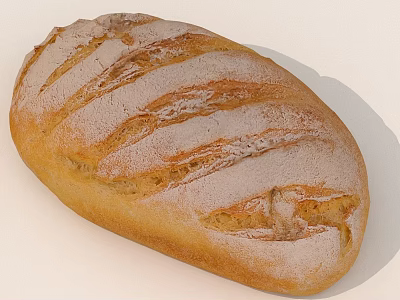 Fresh Golden Crust Bread With Flour Dusting And Scored Top Design 3d model