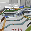 Modern Urban Architectural Design With Green Roof Open Plaza And Glass Facade