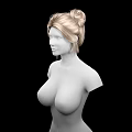 Game Movie Female Character With Blonde Double Bun Hairstyle And Upper Body On Black Background