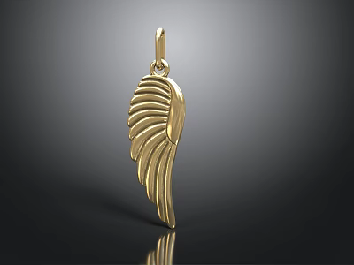 Golden Wing Shaped Pendant Decorative Accessory For Daily Use 3d model