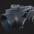Black Binoculars With Green And Orange Lenses Ergonomic Design For Outdoor Use