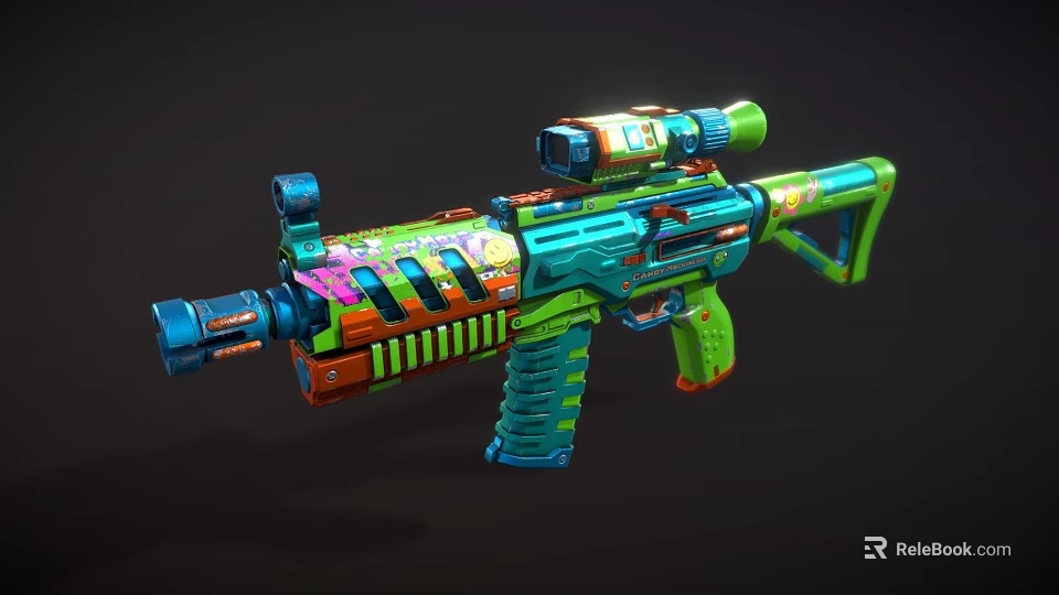 Colorful Toy Gun With Modern Scope And Multicolor Vibrant Design Details 3d model 