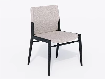 Modern Minimalist Dining Chair With Light Gray Fabric Backrest And Black Frame Design 3d model