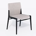 Modern Minimalist Dining Chair With Light Gray Fabric Backrest And Black Frame Design