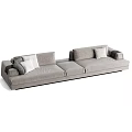 Modern Large Sectional Sofa With Soft Neutral Fabric And Decorative Pillows 3d model