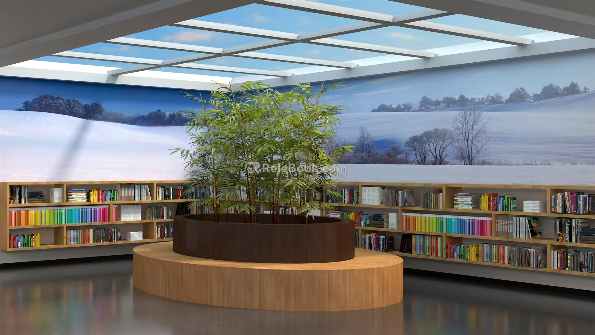 Modern Book Bar Library 3d model