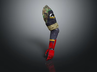 Sci Fi Character Creature Featuring Camouflage Robotic Arm With Red Hand Structure 3d model