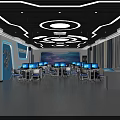 School Modern Computer Lab Equipped with Computers Desks and Large Interactive Screen
