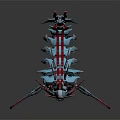 Game Movie Character Mechanical Monster With Red Blue Glow And Spiked Armor