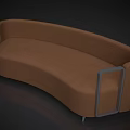Brown Curved Fabric Two Seater Sofa With Modern Metal Armrests 3d model