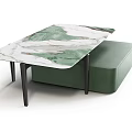 Modern Elegant Coffee Table With Marble Top And Green Drawer Storage 3d model