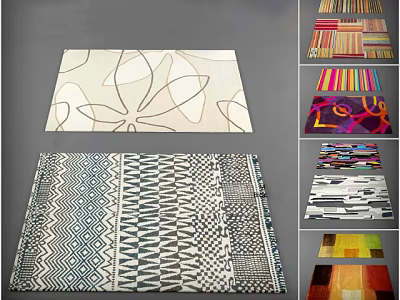 Square Rugs Featuring Various Abstract Patterns And Geometric Designs For Home Decor 3d model