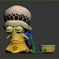 Snail Sculpture Carving with Blue Shell Emblem Pink Hat Black Stone Texture and Yellow Body