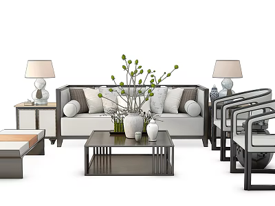 Sofa coffee table combination 3d model