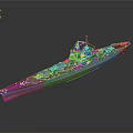 Detailed Historical Military Battleship With Turrets Deck Structures And 3D Model Design
