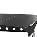 Modern Sleek Dining Table With Black Tabletop And Silver Metal Cross Legs
