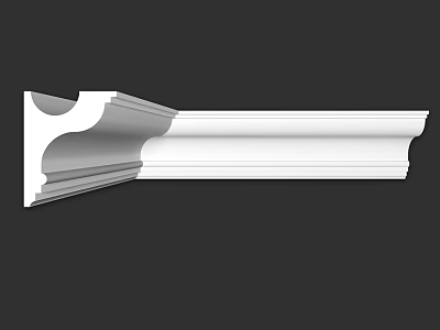 White Architectural Decorative Component With Layered Curved Design For Interior Trim 3d model