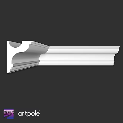 White Architectural Decorative Component With Layered Curved Design For Interior Trim 3d model