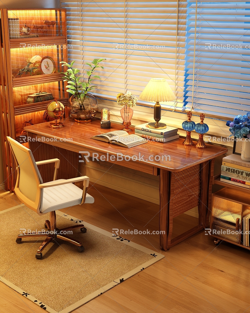 American retro desk American ornaments 3d model