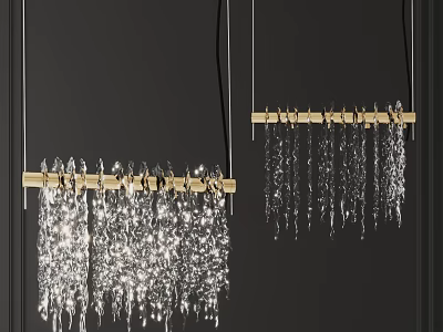 Elegant Modern Chandelier With Crystal Drops And Golden Metal Frame 3d model