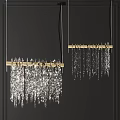 Elegant Modern Chandelier With Crystal Drops And Golden Metal Frame