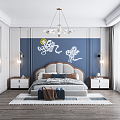 Jianou Children's Room Children's Bedroom Boy's Room Bedside Background Wall Dresser Wardrobe Chandelier Computer Table and Chair 3d model