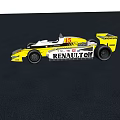 Renault Yellow And White Racing Car Model With ELF Logo And Detailed Design
