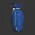 Blue Grid Pattern Storage Bag with Yellow Trim and White Ribbon Bow for Everyday Use