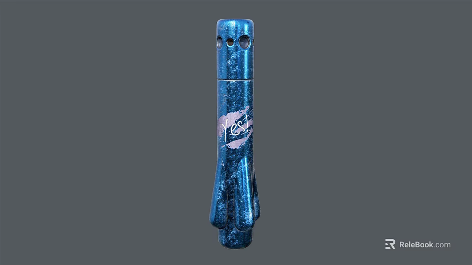 Blue Lion Branded Long Cylindrical Object With Textured Surface Design 3d model 