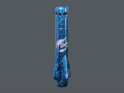 Blue Lion Branded Long Cylindrical Object With Textured Surface Design 3d model