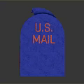 Blue U.S. Mail Mailbox With LETTERS And U.S. MAIL Text Design 3d model