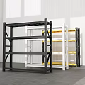 Black White and Yellow Metal Multi Tier Storage Racks in Modern Warehouse Space