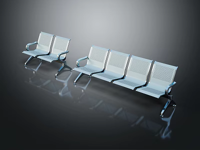 Modern Public Chairs With Metal Frame Multiple Seats And Ergonomic Design For Public Spaces 3d model