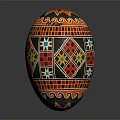 Colorful Hand Painted Egg With Geometric Patterns And Decorative Designs 3d model