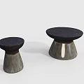 Two Modern Coffee Tables With Black Top And Gray Unique Base Design 3d model