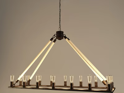 Modern Industrial Chandelier With Metal Frame And Glass Shades Emitting Warm Light 3d model