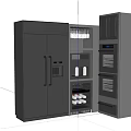 Sleek Modern Kitchen With Stainless Steel Appliances Double Door Refrigerator And Built In Oven