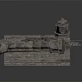 Ancient Stone Architectural Ruins With Slate Floor Broken Columns And Tower Structure