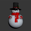 Christmas Snowman Figurine Decoration on Home Furniture with Red Accents