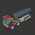 Red Tanker Truck With Blue Cylindrical Tank And White Wheels