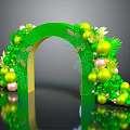 Festive Green Decorative Arch with Green Pink Balls Leaves and Flowers