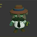 Cartoon Game Character With Red Hat Blue Band Mustache Holding Blue Gun And Yellow I