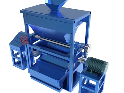 Blue Mechanical Industrial Processing Machine With Motor Roller And Frame Structure 3d model