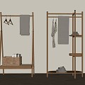 Modern Solid Wood Coat Rack Floor Hanger 3d model