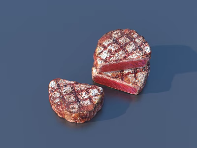 Whole And Sliced Grilled Steak With Juicy Red Meat And Charred Marks 3d model