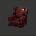 Classic Red Leather Armchair With Padded Armrests And Sturdy Wooden Legs